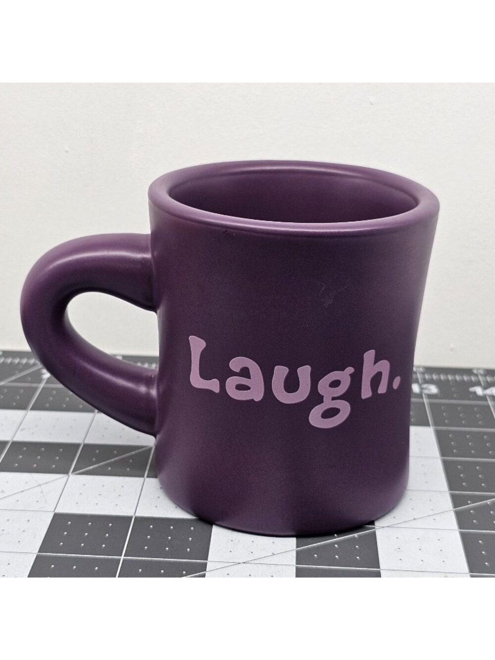 Good Home by Life Is Good Purple Matte Diner Coffee Mug Laugh Stoneware Cup